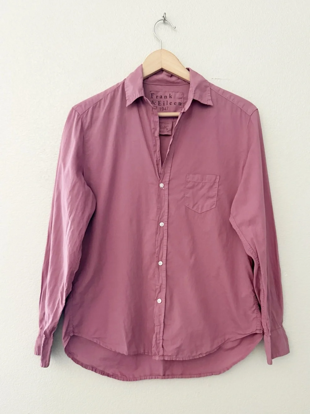 Frank and Eileen Button Up Shirt Small Pink Cotton Collared Quiet Luxury Casual - Picture 2 of 10